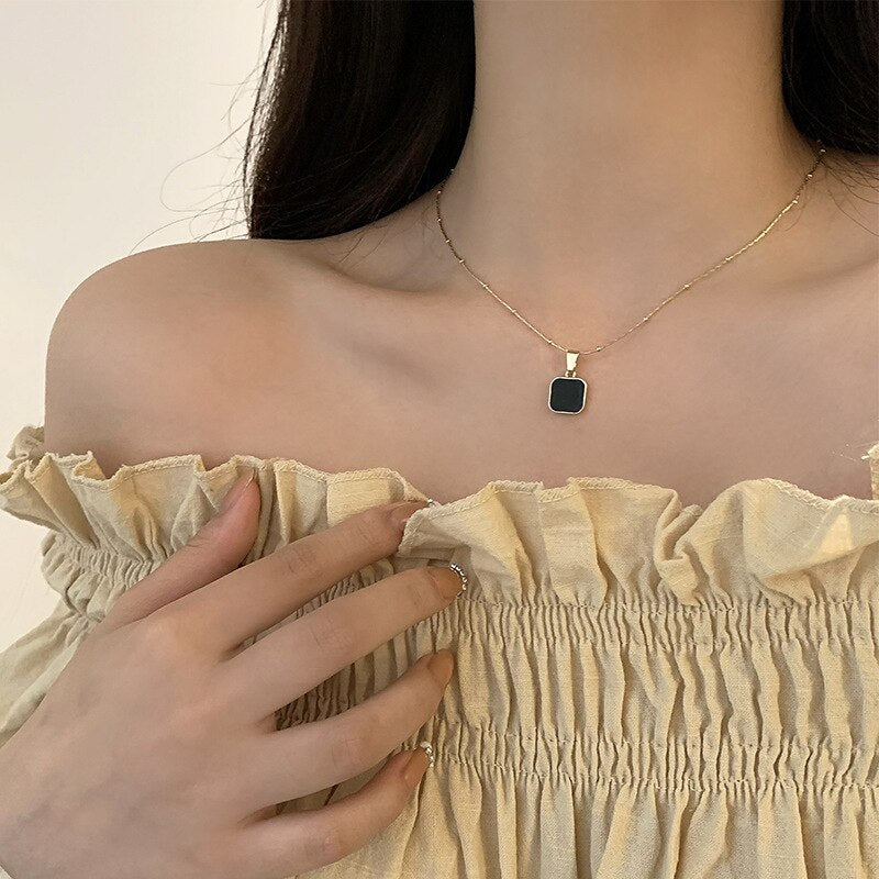 Obsidian Square Necklace