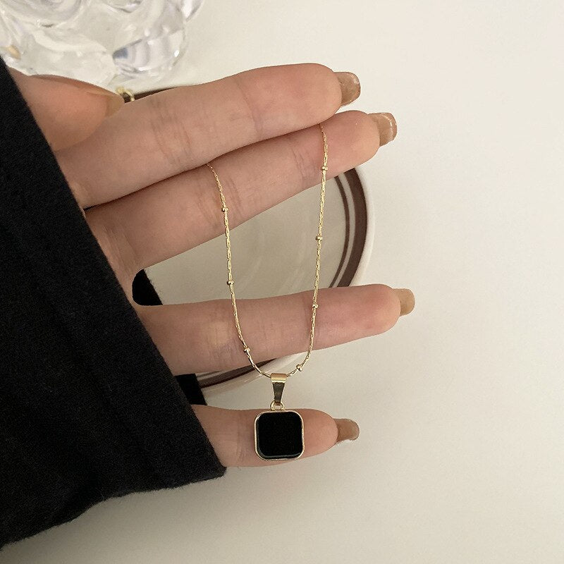 Obsidian Square Necklace